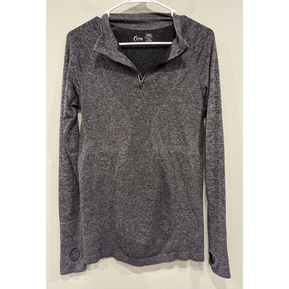 ZYIA Active Heathered Grey Quarter Zip Pullover Medium